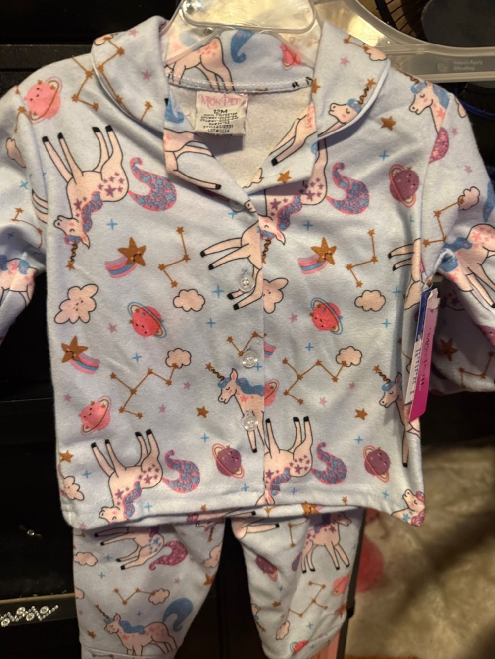 Mon Petit Light Blue Unicorn Pajama Set for Kids